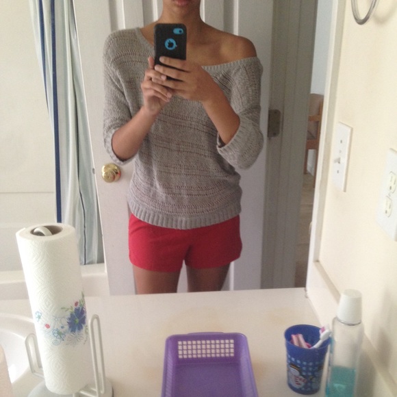 Grey Off-Shoulder Sweater - Picture 2 of 3