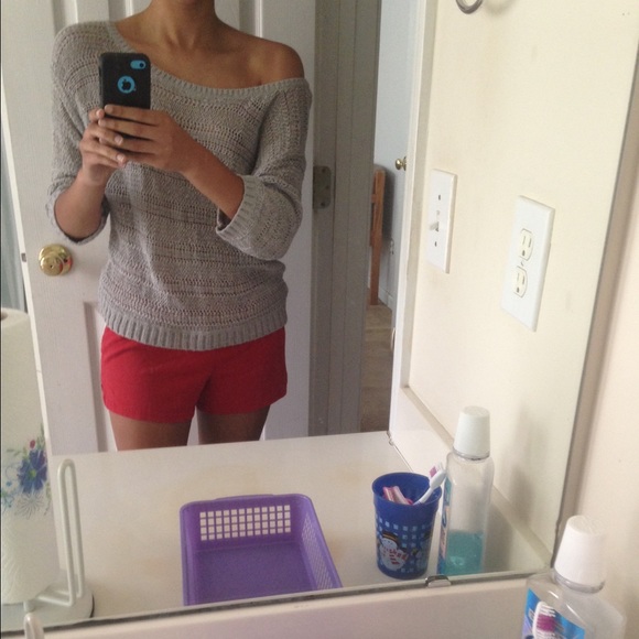 Grey Off-Shoulder Sweater - Picture 3 of 3