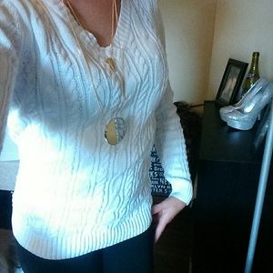 White V-neck sweater