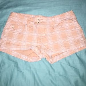Light orange and plaid shorts