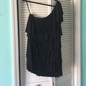 Black fringed cocktail dress