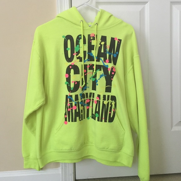 Ocean city bright yellow/lime green sweatshirt