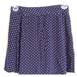 Navy blue and white polka dot skirt
