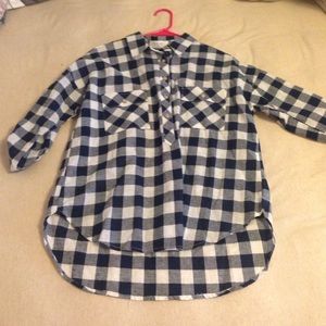 Checkered blue and white Top