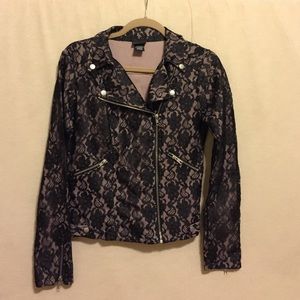 Lace zip up blazer