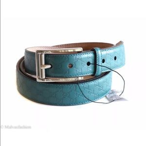 🚫SOLD! GUCCI Micro Guccissima Teal Leather Belt