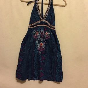 Embroidered halter dress