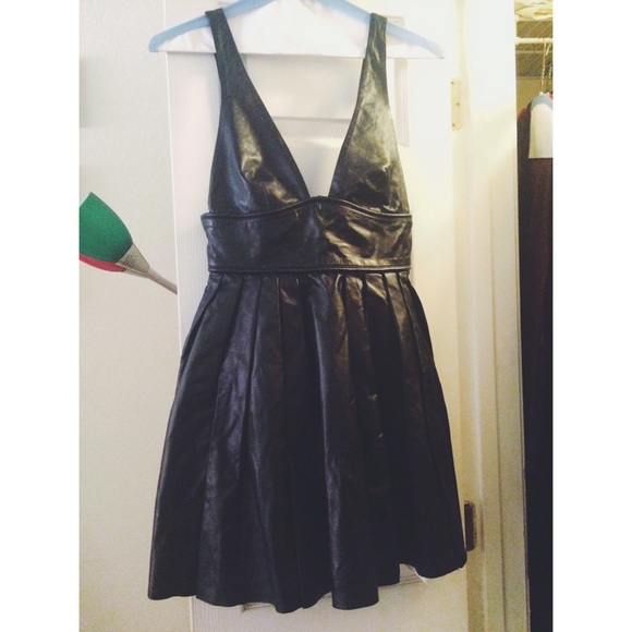 Black leather party dress