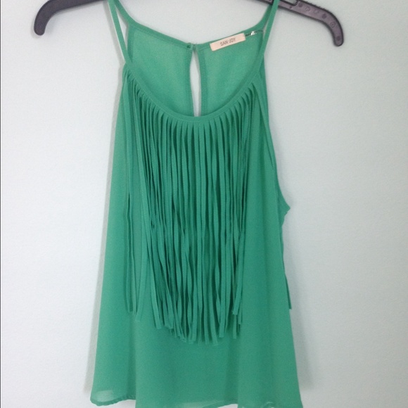 Green Fringe Tank Top