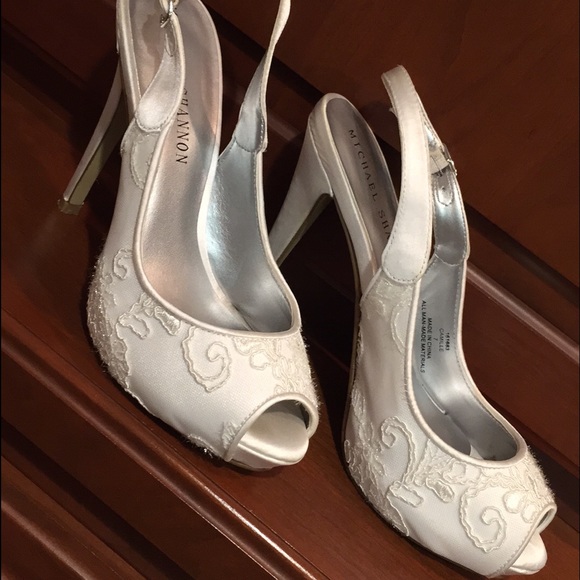 Michael Shannon White Camille peep toe heels