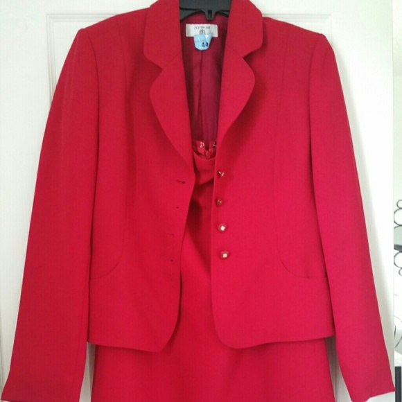 Red skirt suit
