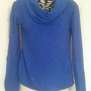 Bright blue shawl/ cowl turtle neck
