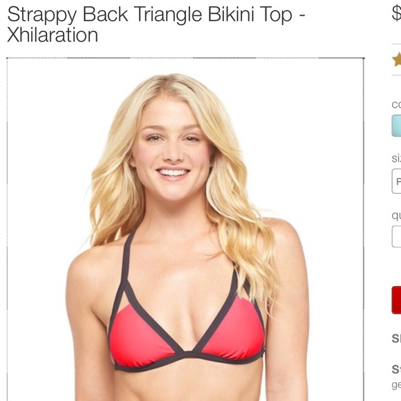 Strappy Back Triangle Bikini Top- Pink