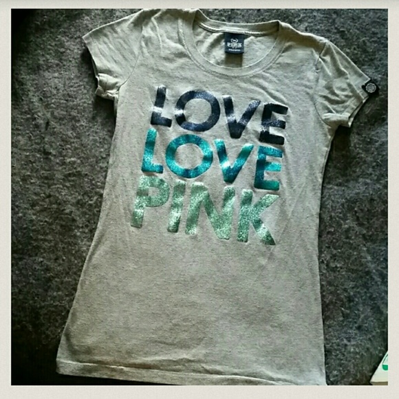 Victoria's Secret PINK sparkle t-shirt "LOVE PINK"