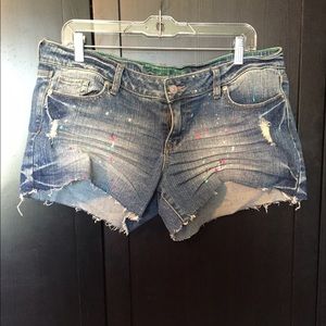 Delia's paint splattered jean shorts