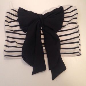 Charlotte Russe Bow Striped Crop Top Medium