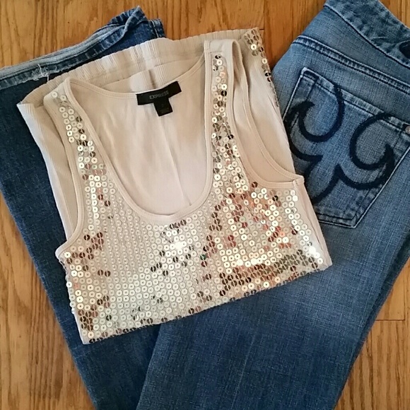 Gold sequin tank top