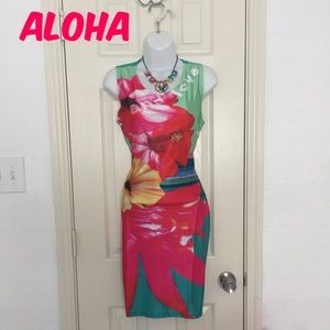 Hawaiian print bodycon dress
