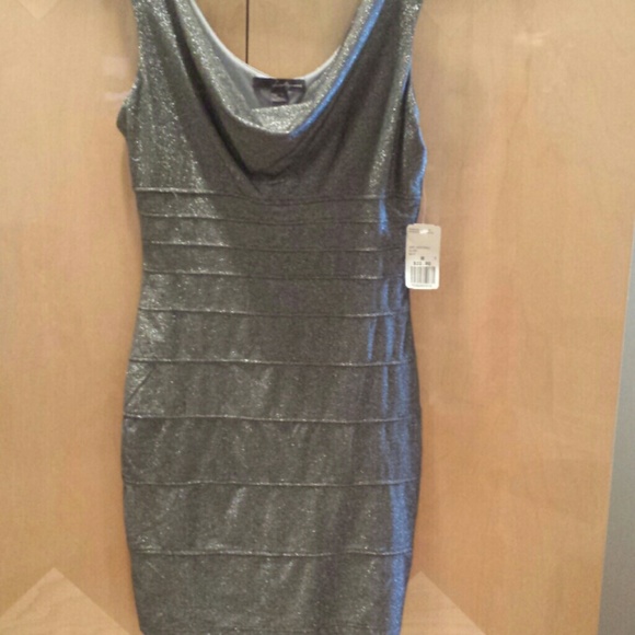 Sexy metallic silver bandage dress