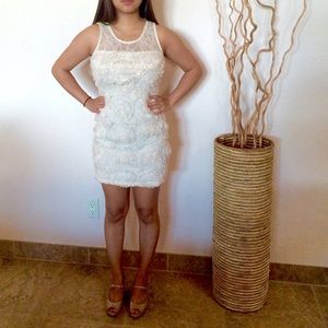 Cream lace floral dress