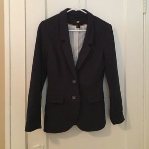 H&M Navy Blazer w/ Camel Color Suede Elbow Patches