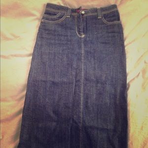 Boden denim midi a-line skirt