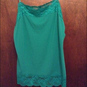 Teal lace trim camisole