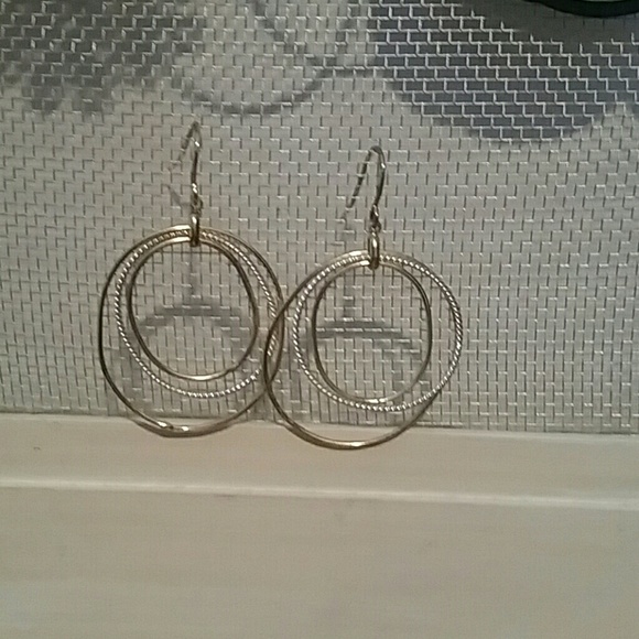 Gold and silver drop hoop earrings
