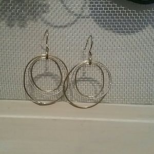 Gold and silver drop hoop earrings