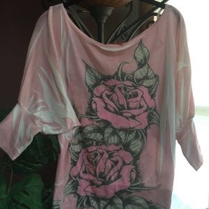 Pink & White Flowered Blouse