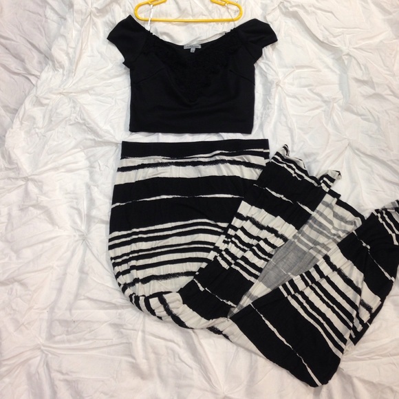 Charlotte Russe black crop top and maxi skirt