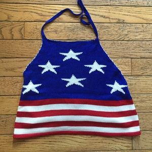 Crochet American Flag Halter Top