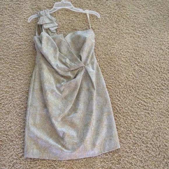 Grey/gold one shoulder dress - Picture 1 of 3
