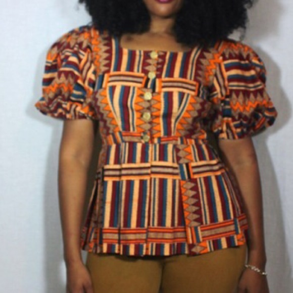 ✋🏾SOLD✋🏾Vintage African Peplum Top - Picture 2 of 3