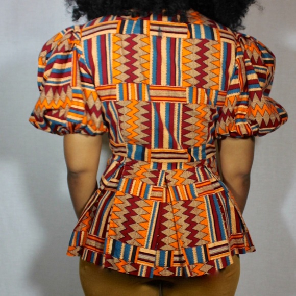 ✋🏾SOLD✋🏾Vintage African Peplum Top - Picture 3 of 3