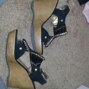 Black and gold heels