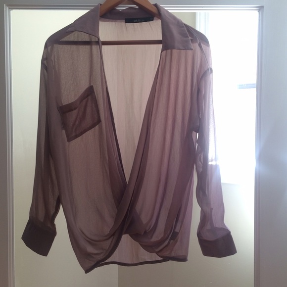 Sheer low cut open blouse