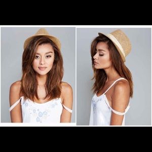 NWT khaki classic straw fedora