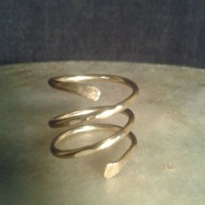 Solid Brass Spiral adjustable midi ring