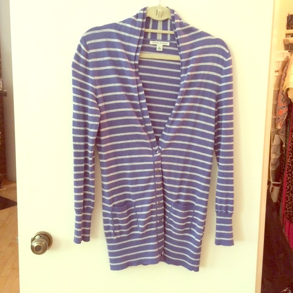 Banana Republic blue/white striped long cardigan