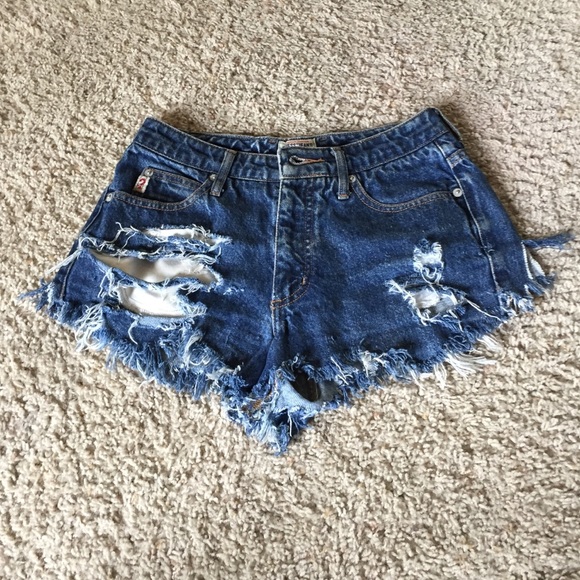Guess Distressed High Waisted Shorts