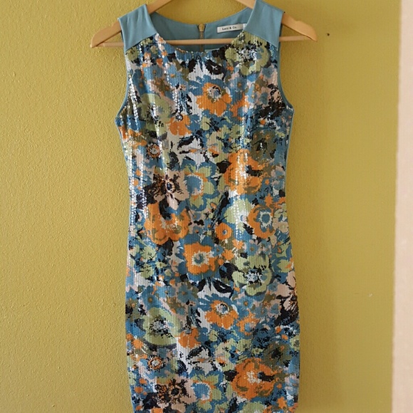 Sequence fitted aqua dress