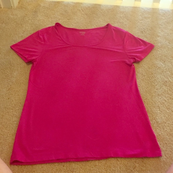 A pink tee.