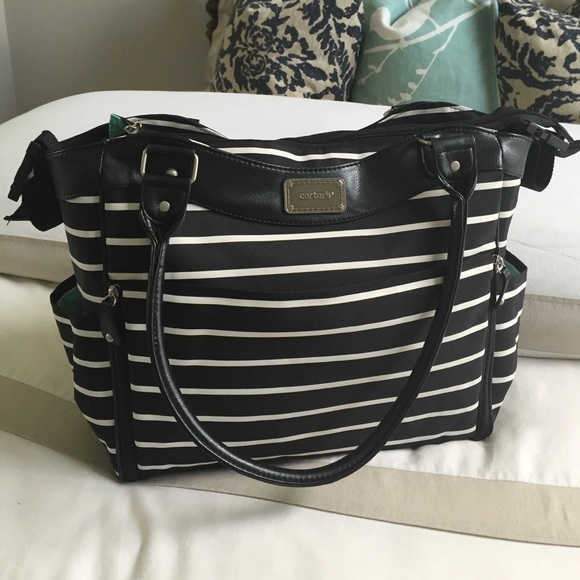 black and white diaper bag