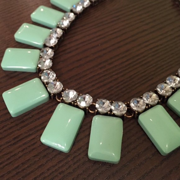 Lily Wang Jewelry - Mint Rhinestone Statement Necklace Lily Wang Jewelry - Mint Rhinestone Statement Necklace