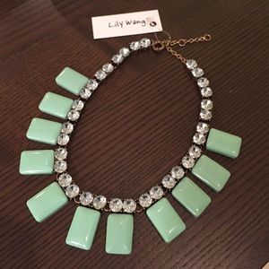 Lily Wang Jewelry - Mint Rhinestone Statement Necklace Lily Wang Jewelry - Mint Rhinestone Statement Necklace