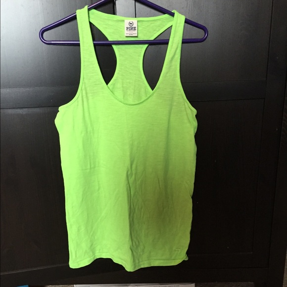 VS Pink lime green racerback tank SZ L