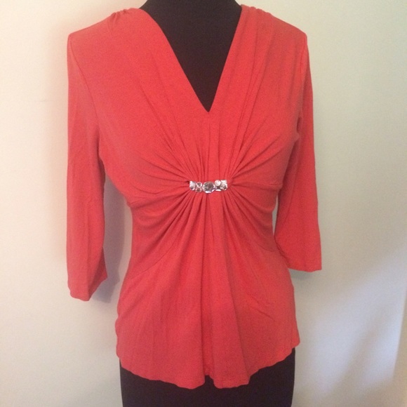 Coral Rusched Top