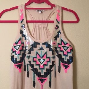 Express Tops - Express Sequin Aztec Printed Tank, Sz XS Express Tops - Express Sequin Aztec Printed Tank, Sz XS