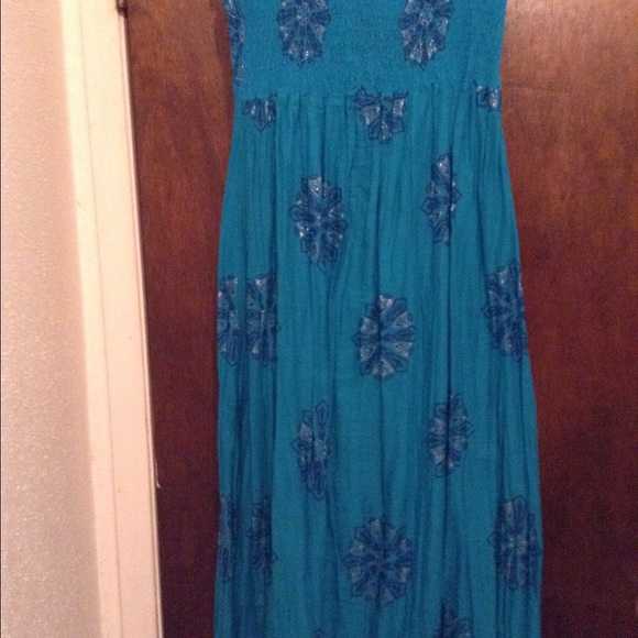 Turquoise strapless sundress